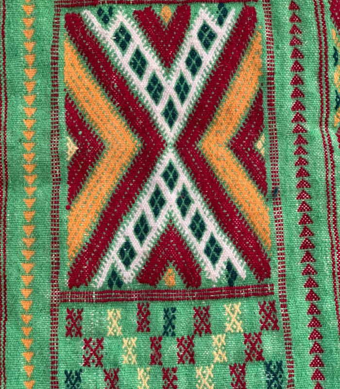 Moroccan Hanbel Wool Rug, 3 ft 3 in × 4 ft 11 in, Sage Green Multi-Color