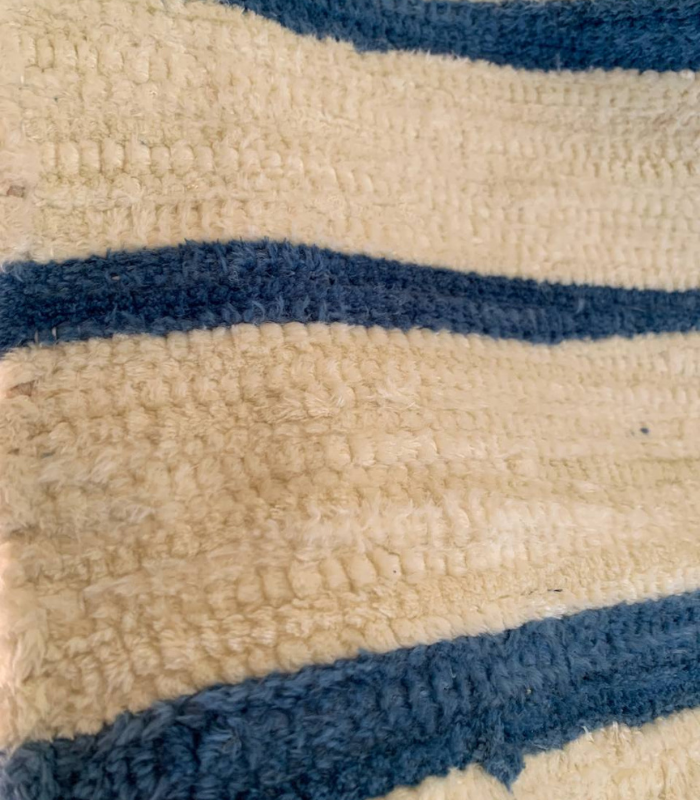 Moroccan Hanbel Wool Rug, 3 ft 3 in × 4 ft 11 in, Beige & Navy