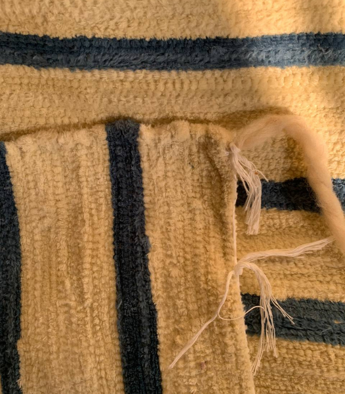 Moroccan Hanbel Wool Rug, 3 ft 3 in × 4 ft 11 in, Beige & Navy