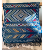 Moroccan Hanbel Wool Rug, 3 ft 3 in × 4 ft 11 in, Blue Multi-Color