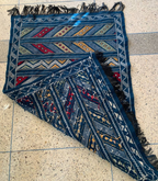 Moroccan Hanbel Wool Rug, 3 ft 3 in × 4 ft 11 in, Blue Multi-Color