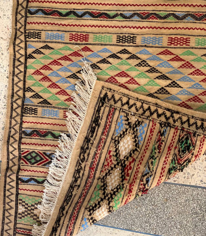 Moroccan Hanbel Rug, 3 ft 3 in × 4 ft 11 in, Beige Multi-Color