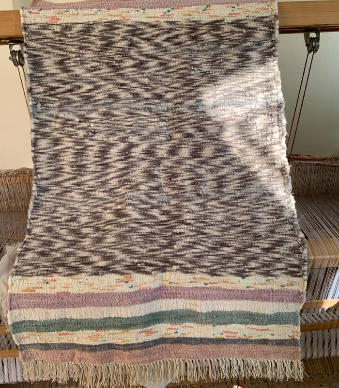 Moroccan Hanbel Rug, 3 ft 3 in × 4 ft 11 in, Dark Brown Multi-Color
