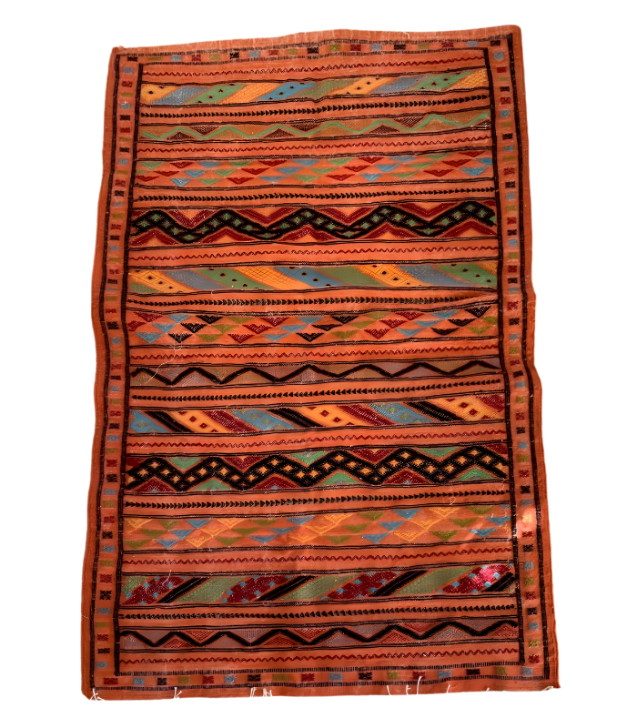 Moroccan Hanbel Rug – 3 ft 3 in × 4 ft 11 in, Terracotta Multi-Color