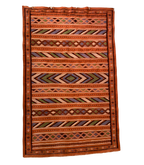 Moroccan Hanbel Wool Rug, 3 ft 3 in × 4 ft 11 in, Terracotta Multi-Color