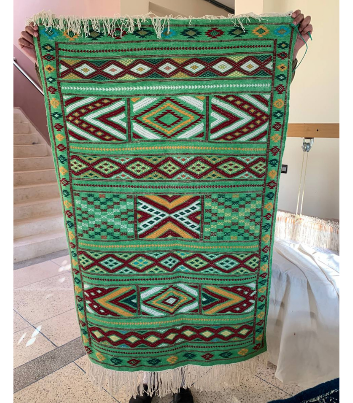 Moroccan Hanbel Wool Rug, 3 ft 3 in × 4 ft 11 in, Sage Green Multi-Color