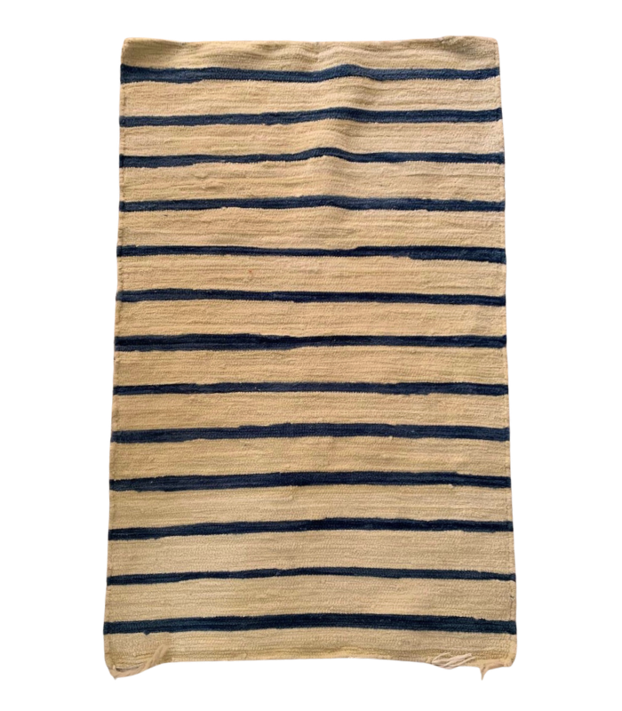 Moroccan Hanbel Wool Rug, 3 ft 3 in × 4 ft 11 in, Beige & Navy