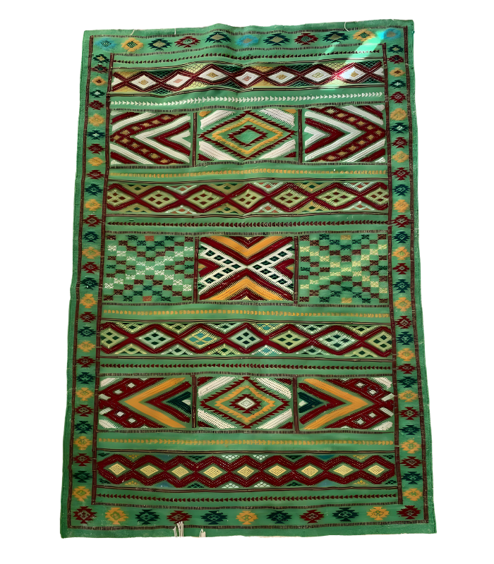 Moroccan Hanbel Wool Rug, 3 ft 3 in × 4 ft 11 in, Sage Green Multi-Color