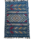 Moroccan Hanbel Wool Rug, 3 ft 3 in × 4 ft 11 in, Blue Multi-Color