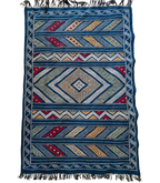 Moroccan Hanbel Wool Rug, 3 ft 3 in × 4 ft 11 in, Blue Multi-Color