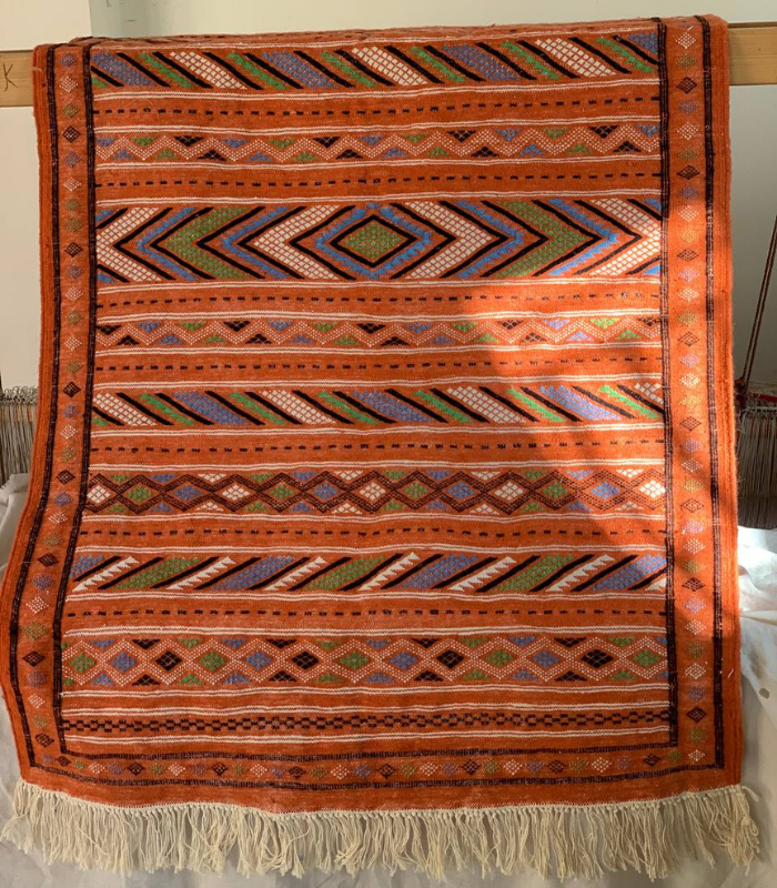 Moroccan Hanbel Wool Rug, 3 ft 3 in × 4 ft 11 in, Terracotta Multi-Color