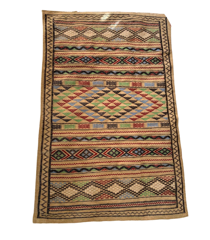 Moroccan Hanbel Rug, 3 ft 3 in × 4 ft 11 in, Beige Multi-Color