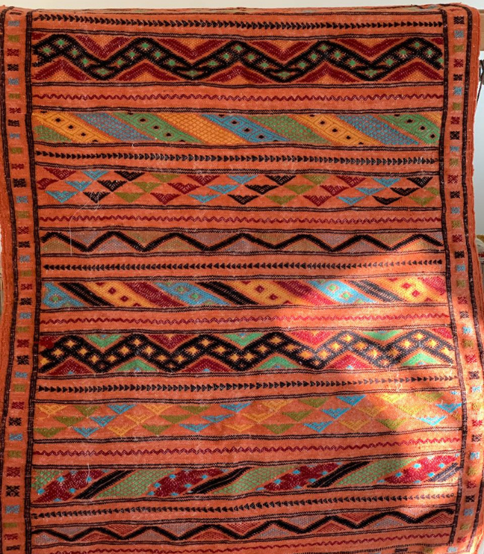 Moroccan Hanbel Rug – 3 ft 3 in × 4 ft 11 in, Terracotta Multi-Color