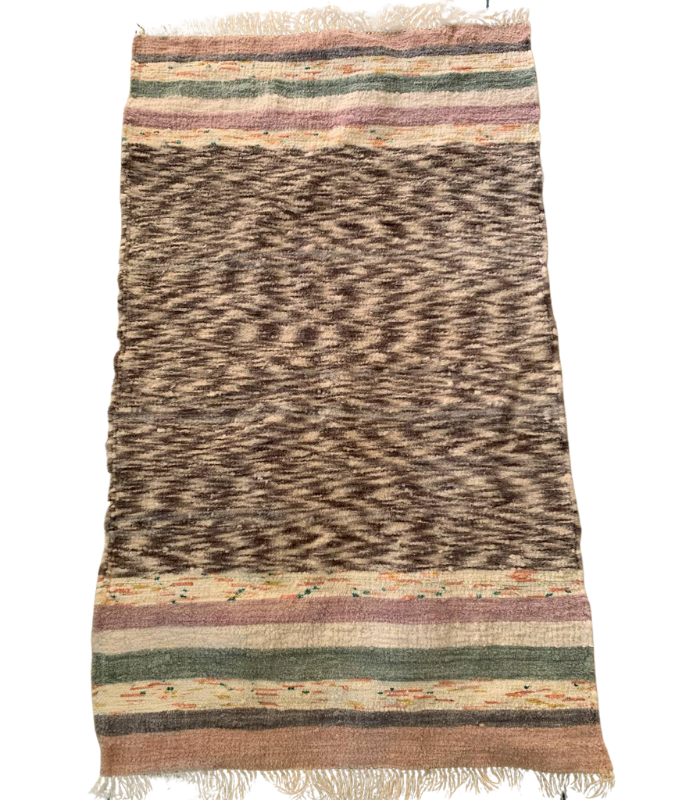 Moroccan Hanbel Rug, 3 ft 3 in × 4 ft 11 in, Dark Brown Multi-Color