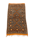 Moroccan Ait Ouaouzguite Wool Rug – 4 ft 8 in × 8 ft, Dark Grey & Orange - Cooperative Atma