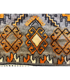 Moroccan Ait Ouaouzguite Wool Rug – 4 ft 8 in × 8 ft, Dark Grey & Orange - Cooperative Atma
