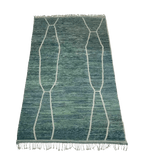 Moroccan Beni Mrirt Wool Rug, 7 ft 5 in × 10 ft 2 in Seafoam Green, Mint & Blue - Cooperative Atma