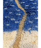 Moroccan Beni Mrirt Wool Rug – 7 ft 6 in × 10 ft 2 in, Blue & White - Cooperative Atma