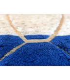 Moroccan Beni Mrirt Wool Rug – 7 ft 6 in × 10 ft 2 in, Blue & White - Cooperative Atma