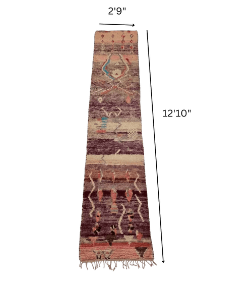 Moroccan Boujaad Wool Runner – 2 ft 9 in × 12 ft 10 in, Multi - color - Cooperative Atma