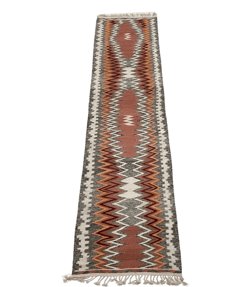 Moroccan Flatweave Wool Runner – 2 ft 6 in × 13 ft 10 in, Multi - color - Cooperative Atma