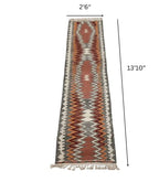 Moroccan Flatweave Wool Runner – 2 ft 6 in × 13 ft 10 in, Multi - color - Cooperative Atma