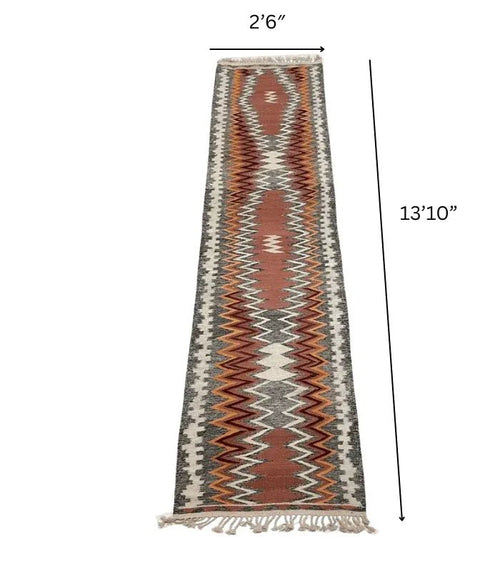 Moroccan Flatweave Wool Runner – 2 ft 6 in × 13 ft 10 in, Multi - color - Cooperative Atma