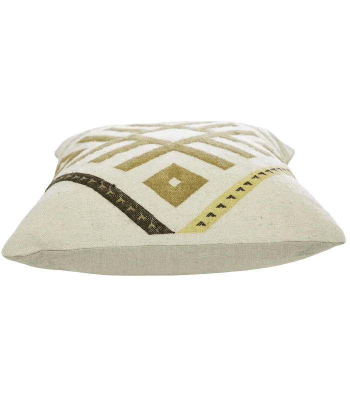Moroccan Geometric Wool Pillow Cover – 20 in × 20 in, Neutral Tones - Cooperative Atma
