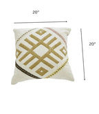 Moroccan Geometric Wool Pillow Cover – 20 in × 20 in, Neutral Tones - Cooperative Atma