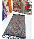 Moroccan Middle Atlas Wool Rug – 4 ft × 6 ft 6 in, Dark Patterned Design - Cooperative Atma