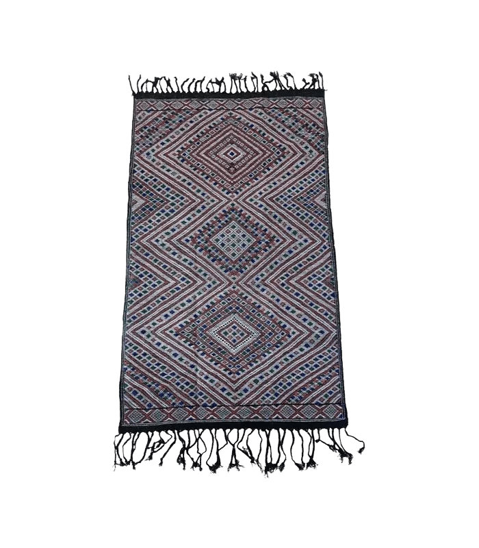 Moroccan Middle Atlas Wool Rug – 4 ft × 6 ft 6 in, Dark Patterned Design - Cooperative Atma