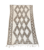 Moroccan Ourain Wool Rug – 5 ft 3 in × 8 ft 1 in, White & Brown - Cooperative Atma