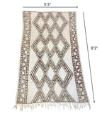 Moroccan Ourain Wool Rug – 5 ft 3 in × 8 ft 1 in, White & Brown - Cooperative Atma