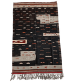 Moroccan Small Akhanif Wool Rug – 3 ft 11 in × 5 ft 2 in, Black & Multi - color - Cooperative Atma