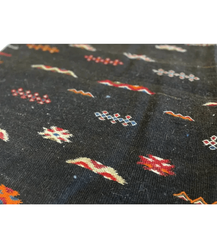 Moroccan Small Akhanif Wool Rug – 3 ft 11 in × 5 ft 2 in, Black & Multi - color - Cooperative Atma