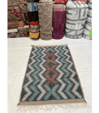 Moroccan Small Akhanif Wool Rug – 3 ft 4 in × 4 ft 11 in, Blue & Multi - color - Cooperative Atma