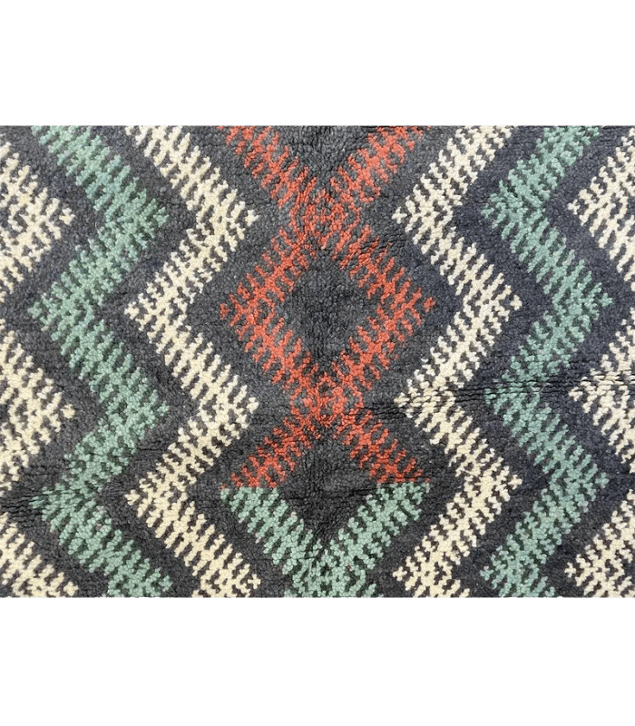 Moroccan Small Akhanif Wool Rug – 3 ft 4 in × 4 ft 11 in, Blue & Multi - color - Cooperative Atma