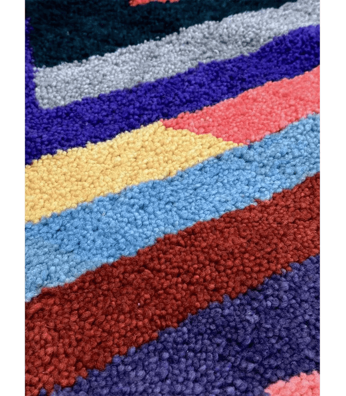 Moroccan Small Color - Block Wool Rug – 2 ft 10 in × 5 ft 2 in, Multi - color - Cooperative Atma