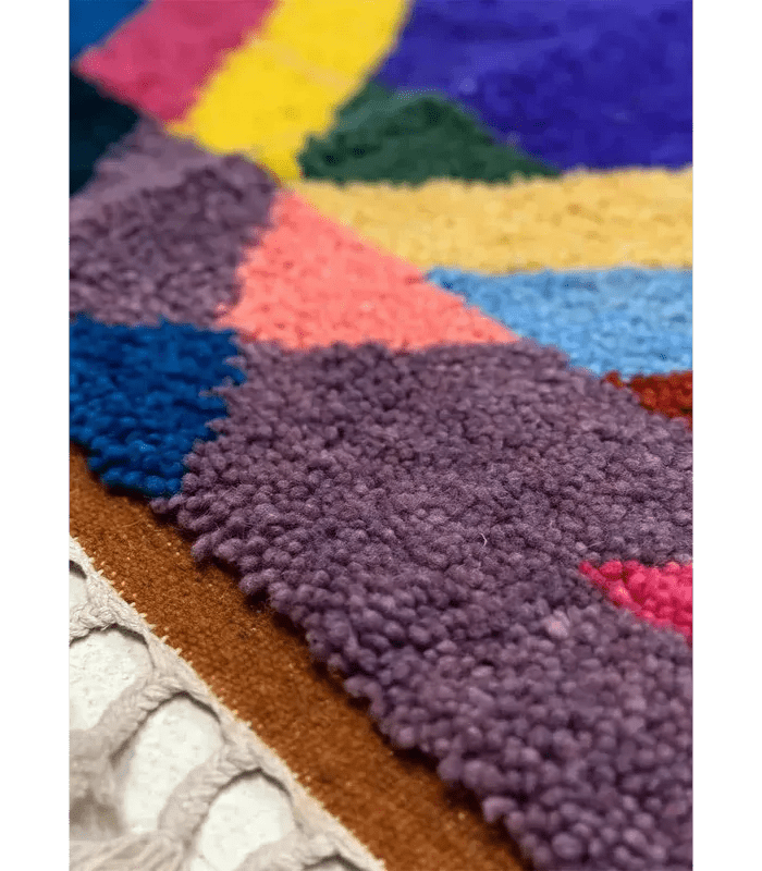 Moroccan Small Color - Block Wool Rug – 2 ft 10 in × 5 ft 2 in, Multi - color - Cooperative Atma