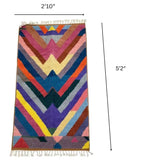 Moroccan Small Color - Block Wool Rug – 2 ft 10 in × 5 ft 2 in, Multi - color - Cooperative Atma