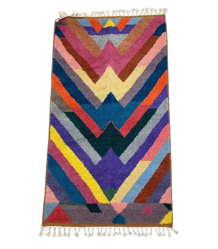 Moroccan Small Color - Block Wool Rug – 2 ft 10 in × 5 ft 2 in, Multi - color - Cooperative Atma