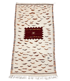 Moroccan Small Kharita Wool Rug , 3 ft 5 in × 5 ft 2 in White & Multi - color - Cooperative Atma