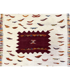 Moroccan Small Kharita Wool Rug , 3 ft 5 in × 5 ft 2 in White & Multi - color - Cooperative Atma
