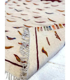 Moroccan Small Kharita Wool Rug , 3 ft 5 in × 5 ft 2 in White & Multi - color - Cooperative Atma