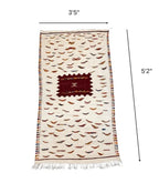 Moroccan Small Kharita Wool Rug , 3 ft 5 in × 5 ft 2 in White & Multi - color - Cooperative Atma