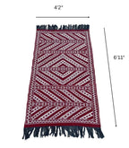 Moroccan Zemmouri Kilim Wool Flatweave Rug, 4 ft 2 in × 6 ft 11 in Red & White - Cooperative Atma